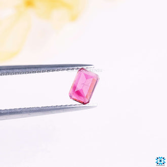 Pink tourmaline gemstone in 0.90 carat gemstone form.
