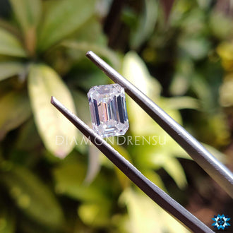 Moissanite stone shaped in Emerald Step Cut for personalized and custom orders.
