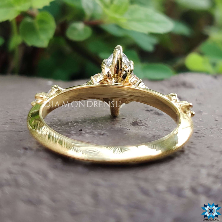 0.76 TCW Marquise Cut Colorless Moissanite Vintage Engagement Ring