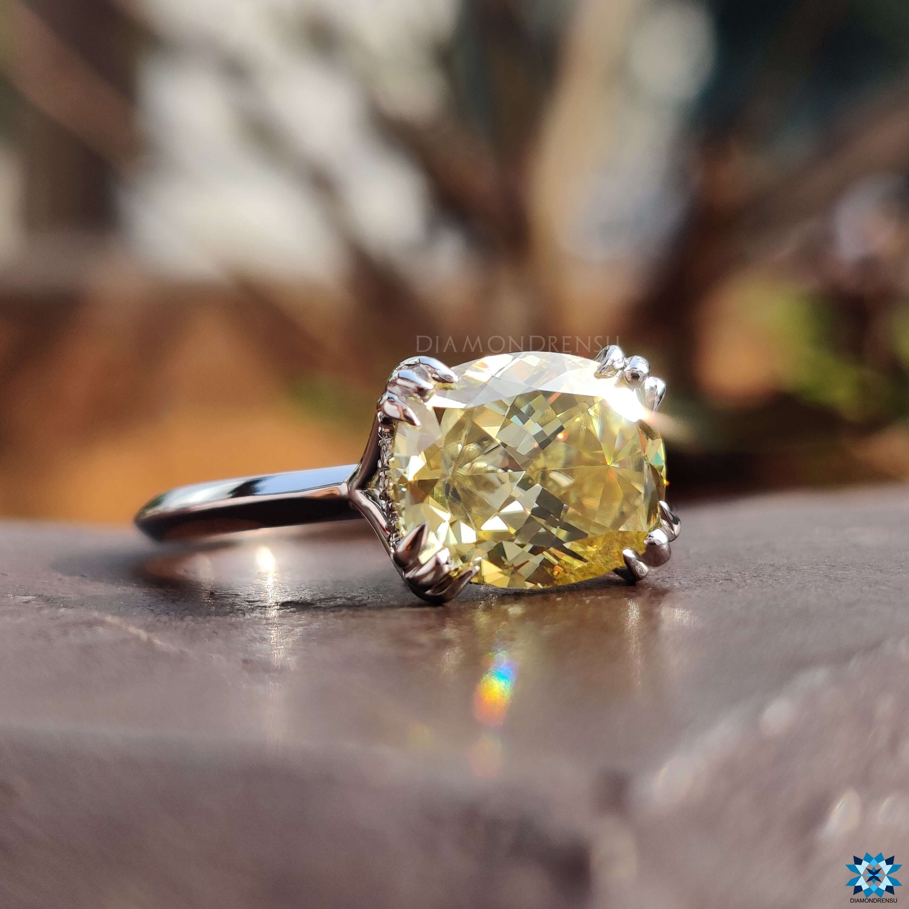 2.84 CT Dutch Marquise Canary Yellow Moissanite Engagement Ring