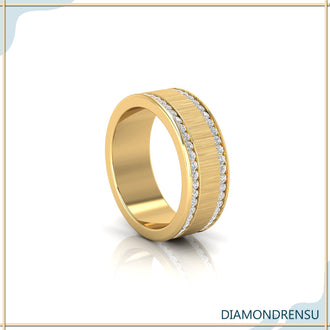 Double row pave band with secure diamond setting
