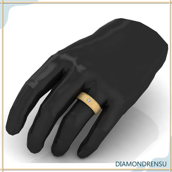 Wedding band for men featuring a single Lab Grown Diamond.
