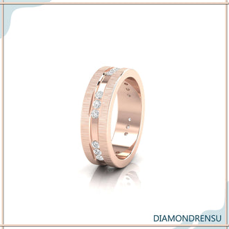 Gold diamond wedding band for men with timeless appeal.
