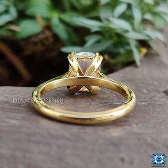 Timeless elongated cushion moissanite ring style.