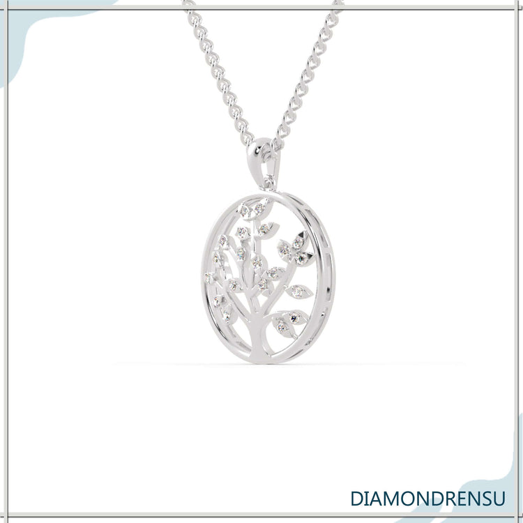 The tree of life pendant symbolizes growth and strength.
