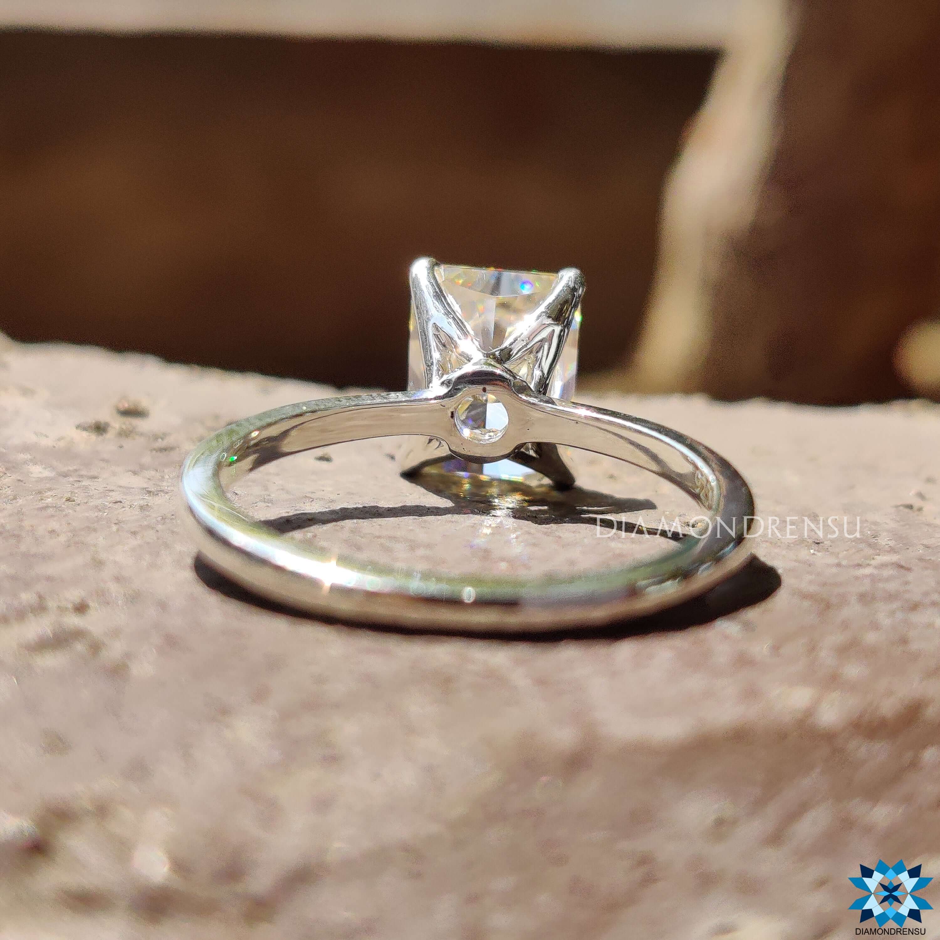 1.2ct Colorless Moissanite Split Shank Pavé Engagement Ring