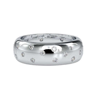 Round diamond band in flush setting, perfect for weddings
