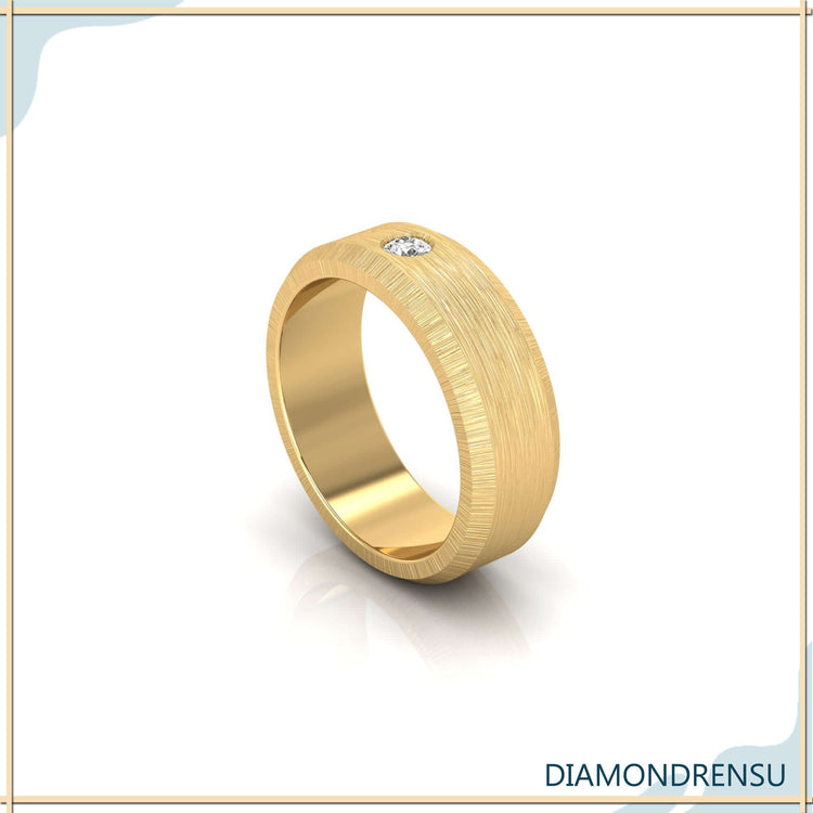 Diamond band ring for men with a polished finish.
