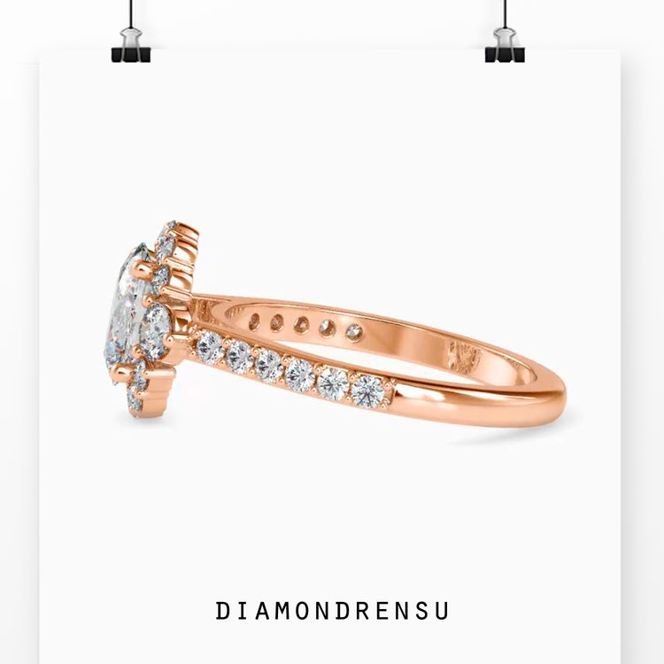 Diamondrensu ring featuring a 2 carat oval diamond, handmade design