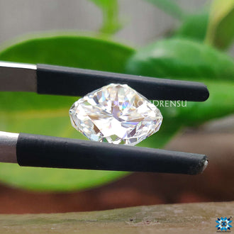 3.67 carat moissanite offered in cushion cut for custom use.
