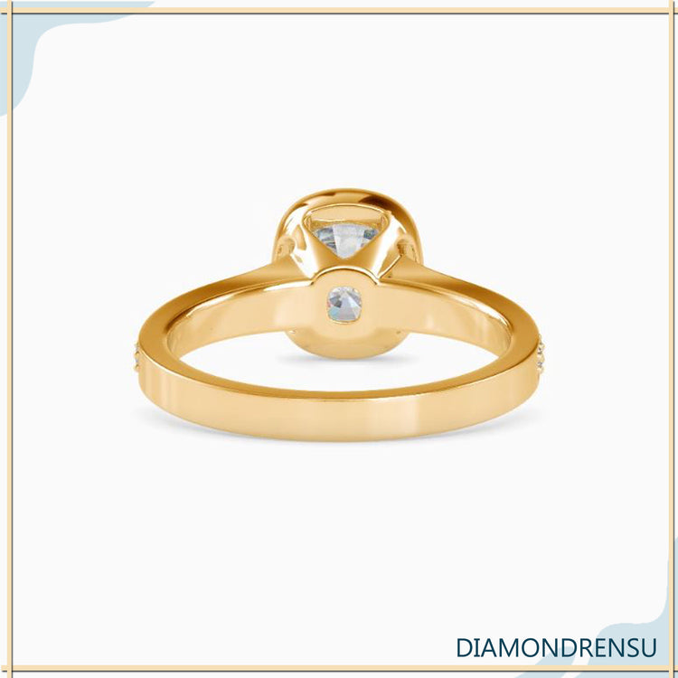 3 carat cushion cut diamond ring with a halo accent
