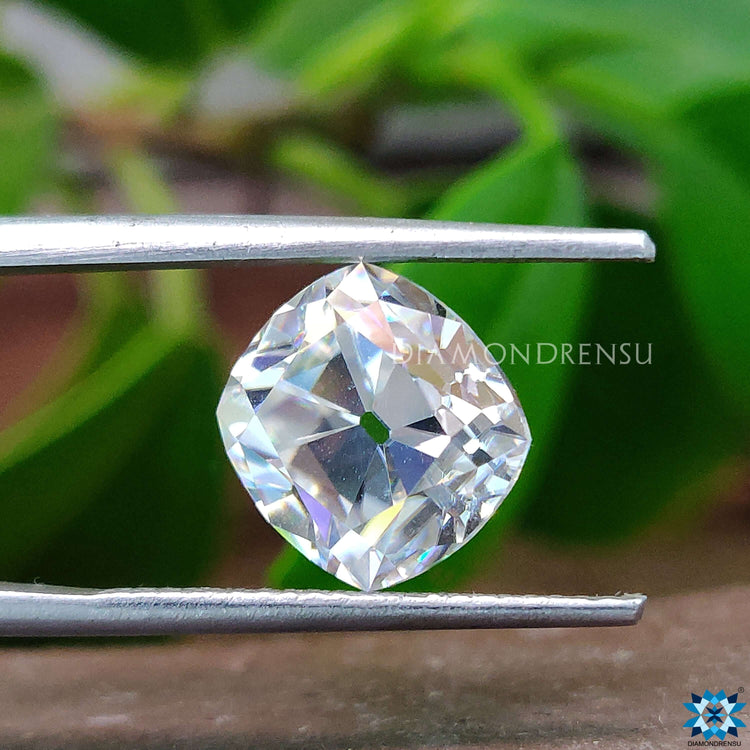 Loose Moissanite crafted in Unique Cushion OMC Cut perfect for heirloom-inspired jewelry.