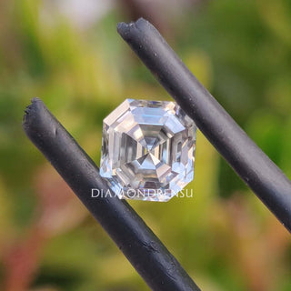 Asscher cut moissanite listed as 0.81 carat Asscher cut and loose moissanite.
