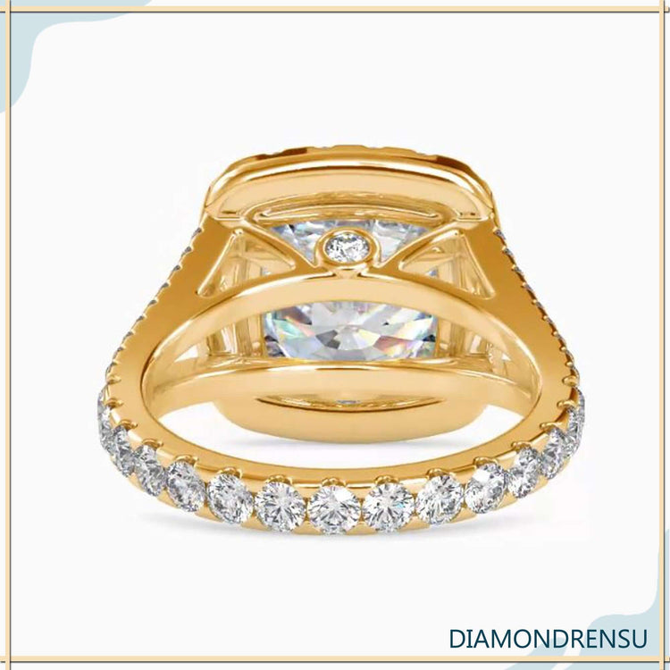Halo Diamond Engagement Ring Featuring Cushion Cut Center.