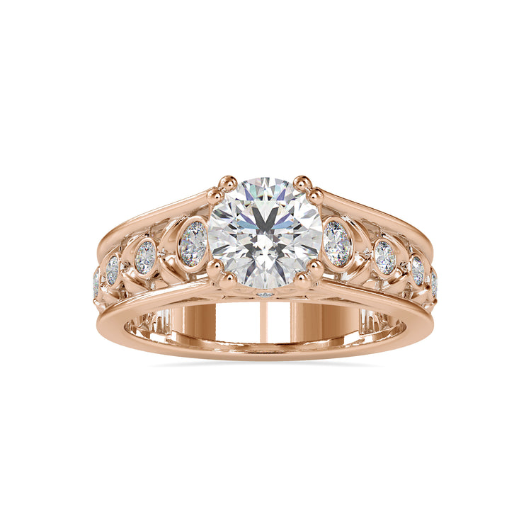 Antique engagement ring settings with round brilliant cut diamond.
