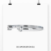 Dainty open cuff band in yellow gold for a modern wedding band look.
