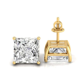 Stunning princess cut stud earrings with a 4 prong setting for secure wear.
