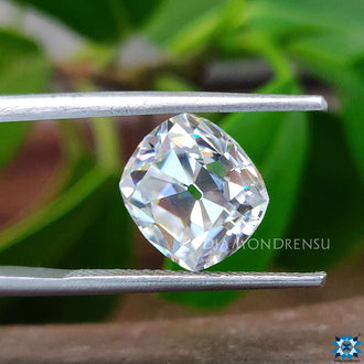 Moissanite stone in Cushion Old Mine Cut used for custom solitaire pendant settings.