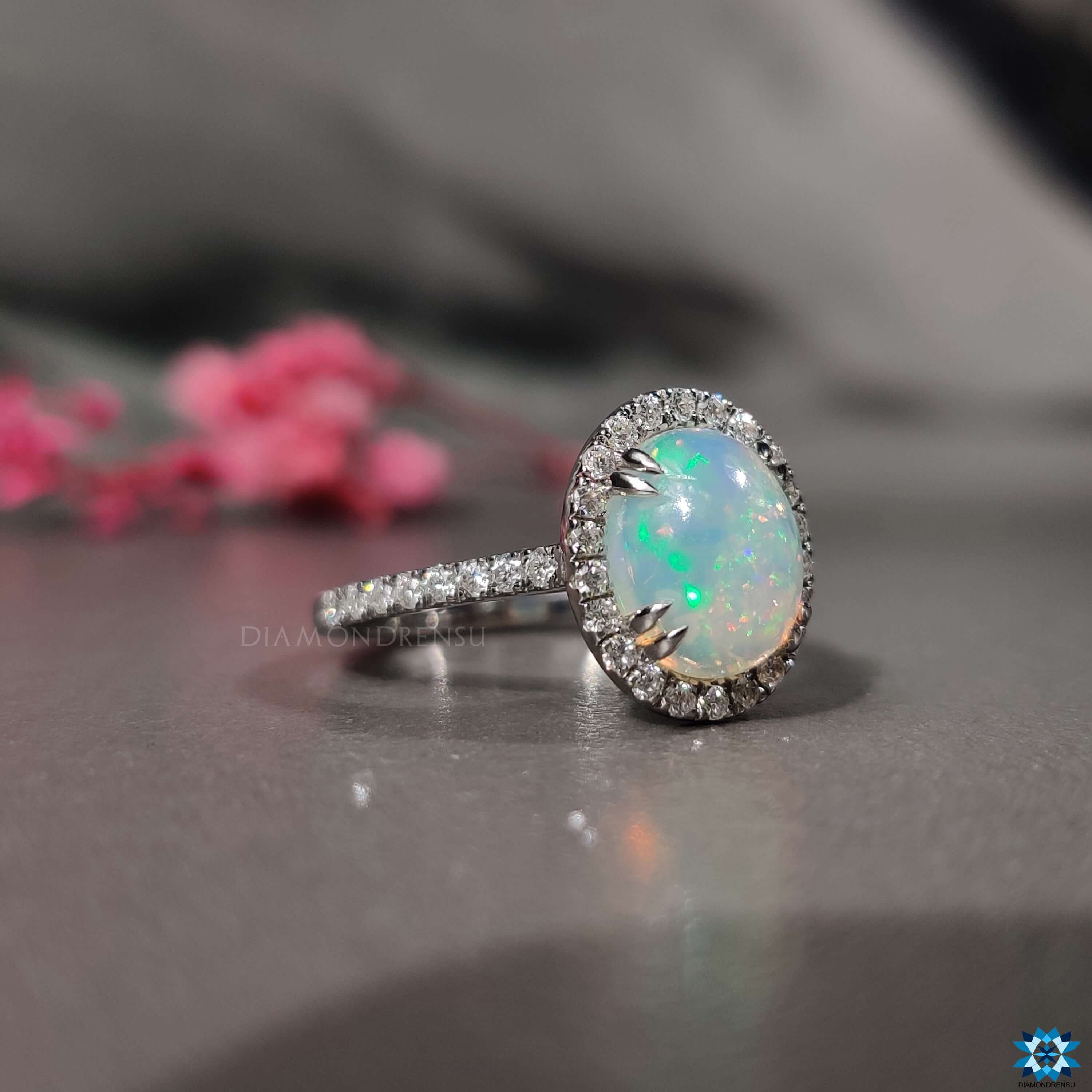 diamond and opal engagement rings