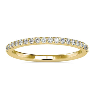 Enhancer wedding band with round diamond gold band for added sparkle

