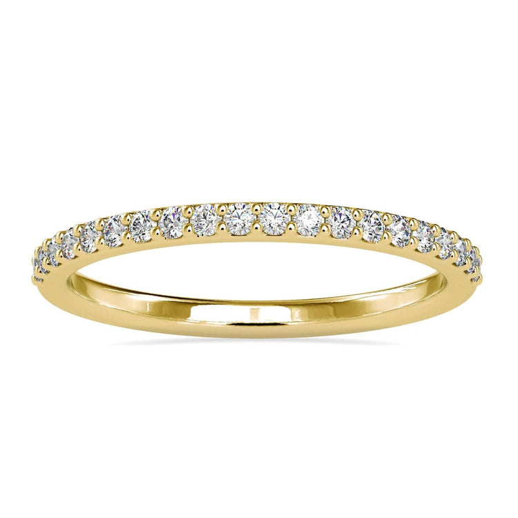 Enhancer wedding band with round diamond gold band for added sparkle
