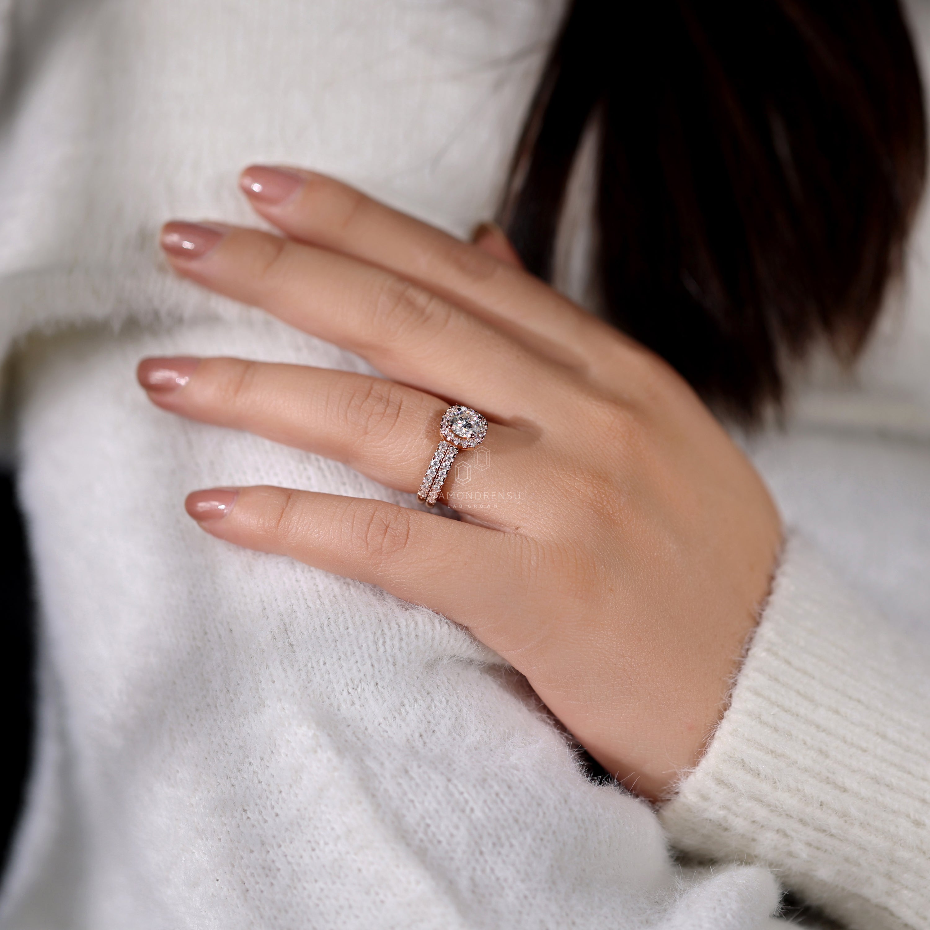 rose gold diamond engagement ring - diamondrensu