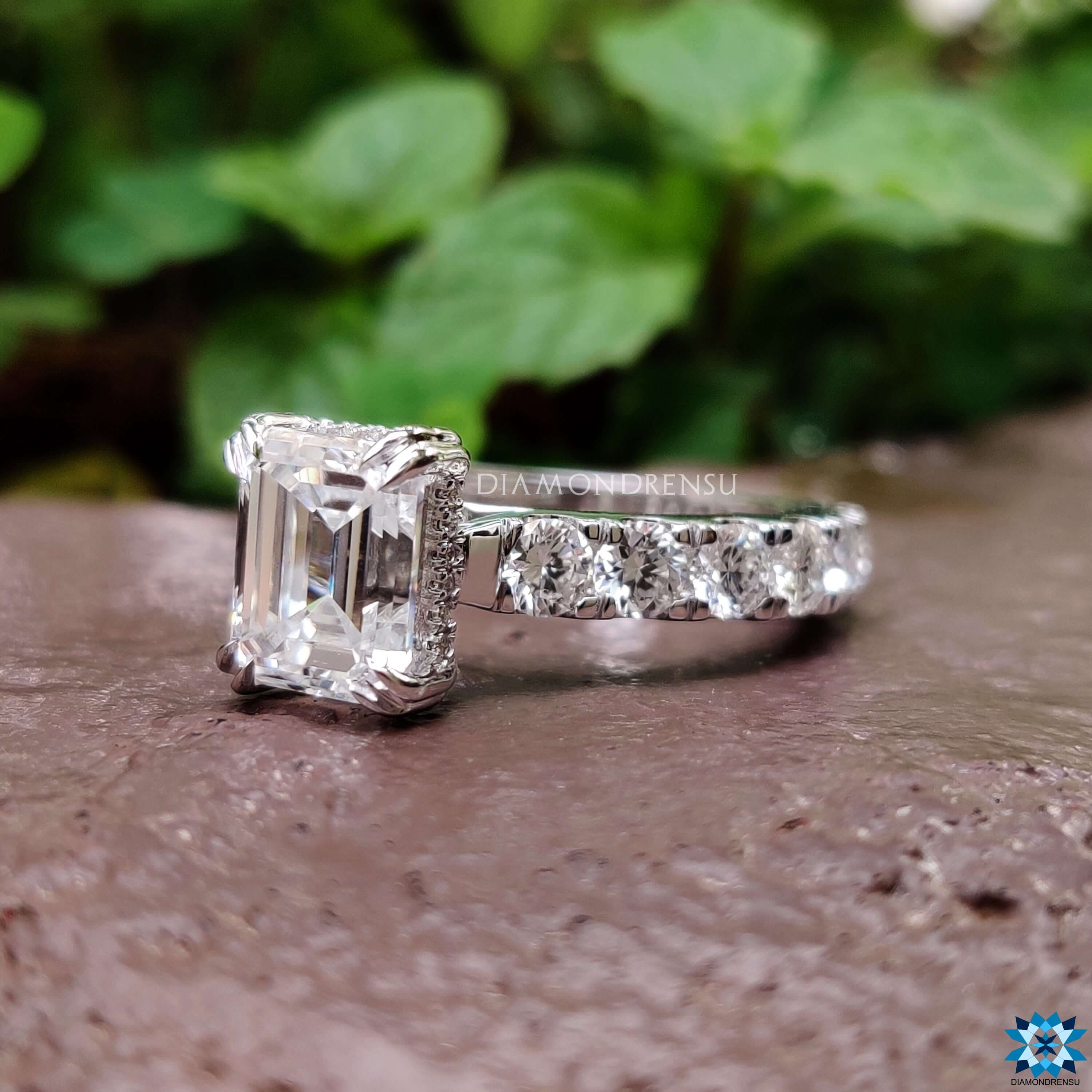 moissanite emerald cut engagement ring - diamondrensu