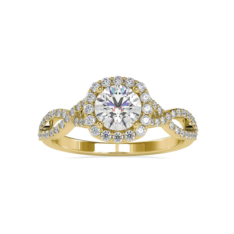 Ring settings pave with a twisted diamond engagement ring style.
