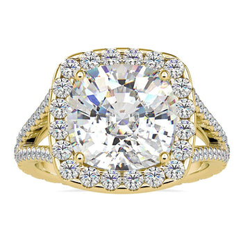Cushion Cut Halo Engagement Ring with Lab Grown Diamond.