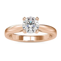 1 carat solitaire diamond ring with cathedral setting in yellow gold
