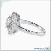 Round cut diamond ring with milgrain halo for an elegant look
