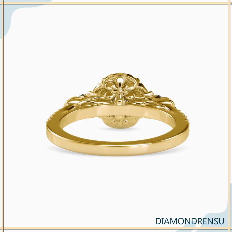 Lab Grown Diamond floral engagement ring, IGI certified and handmade.