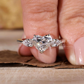 Elegant heart shaped diamond engagement ring