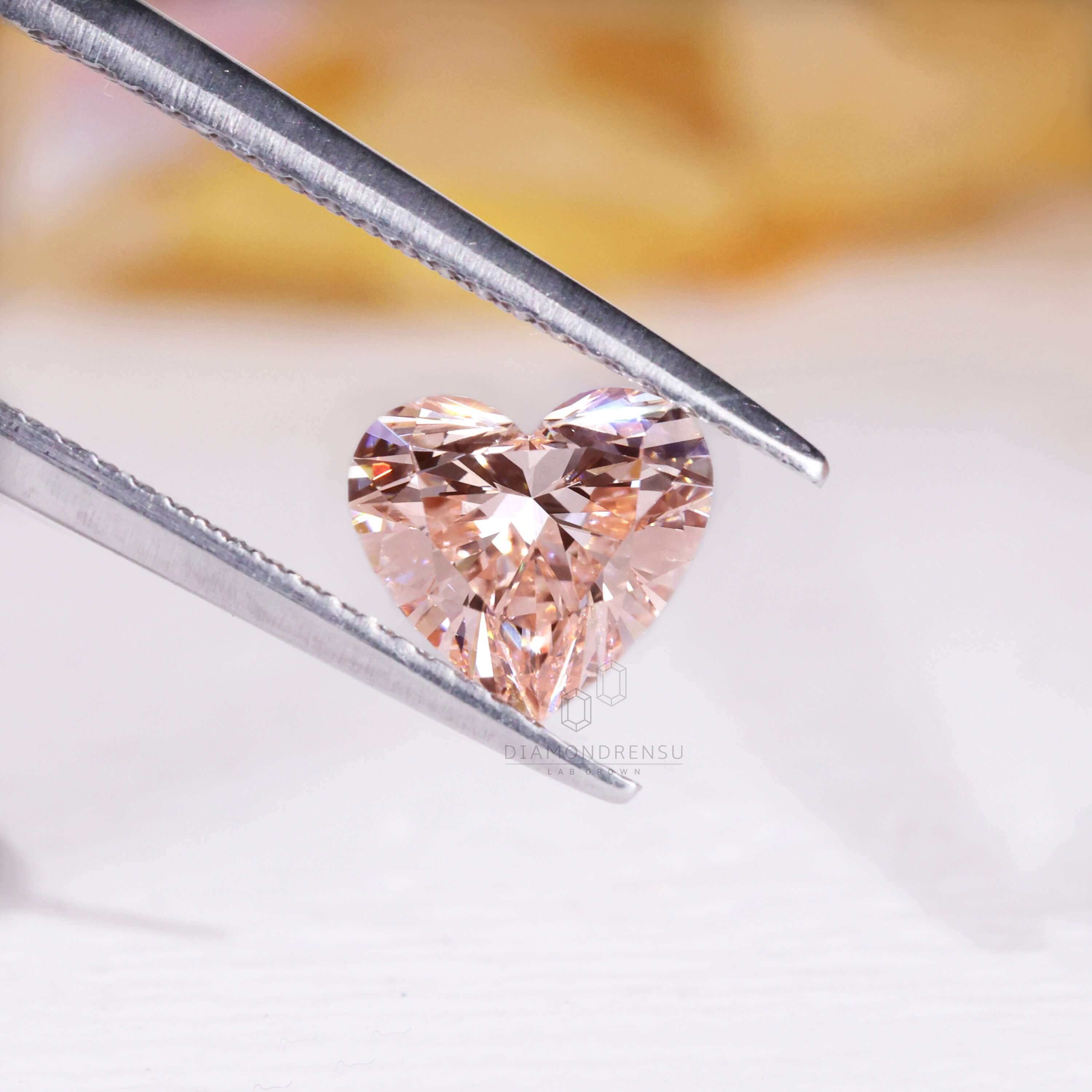 heart shape pink color lab grown diamond