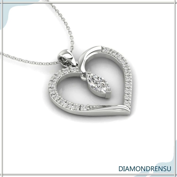 The round diamond pendant shines with bright, brilliant clarity.
