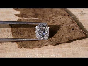 Lab grown cushion cut diamond offers sustainable choice.
