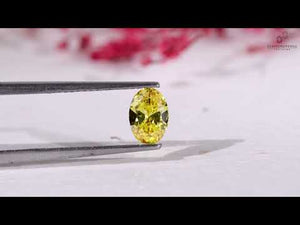 Yellow lab grown diamond loose oval cut stone.

