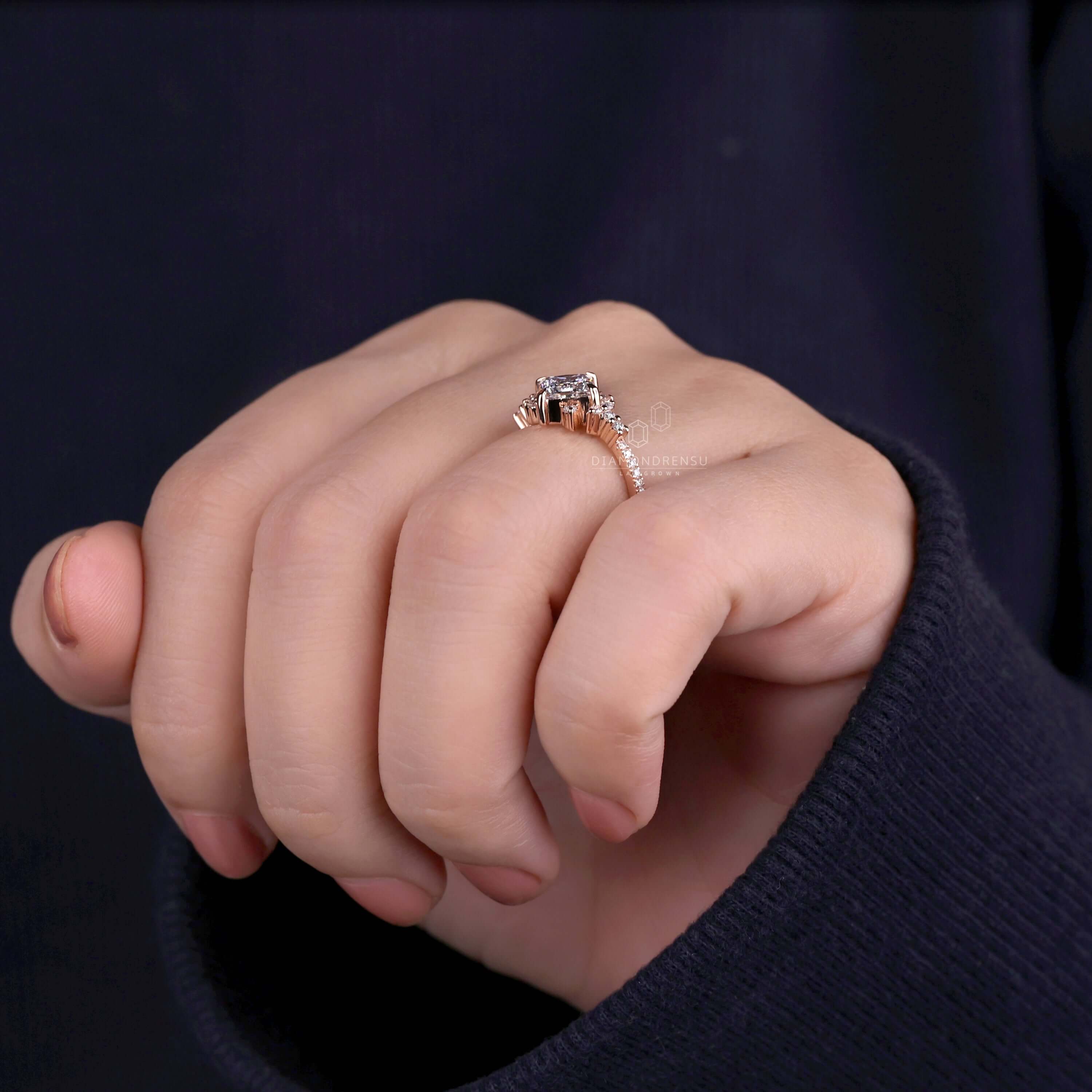 Glitz Design Three-stone Diamond Engagement Ring Marquise and Princess Cut  Diamond Rings 14K Rose Gold 1.40 carat (Ring Size 4) | Amazon.com