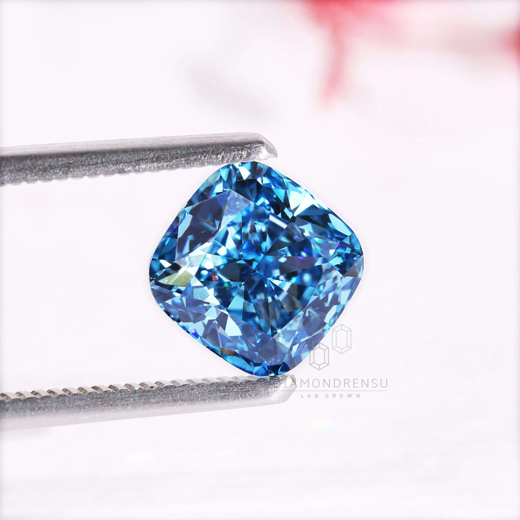 Buy loose diamond in rare fancy blue cushion cut and 2.7 carat size.
