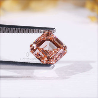 Loose Asscher cut diamond fancy pink lab grown stone.
