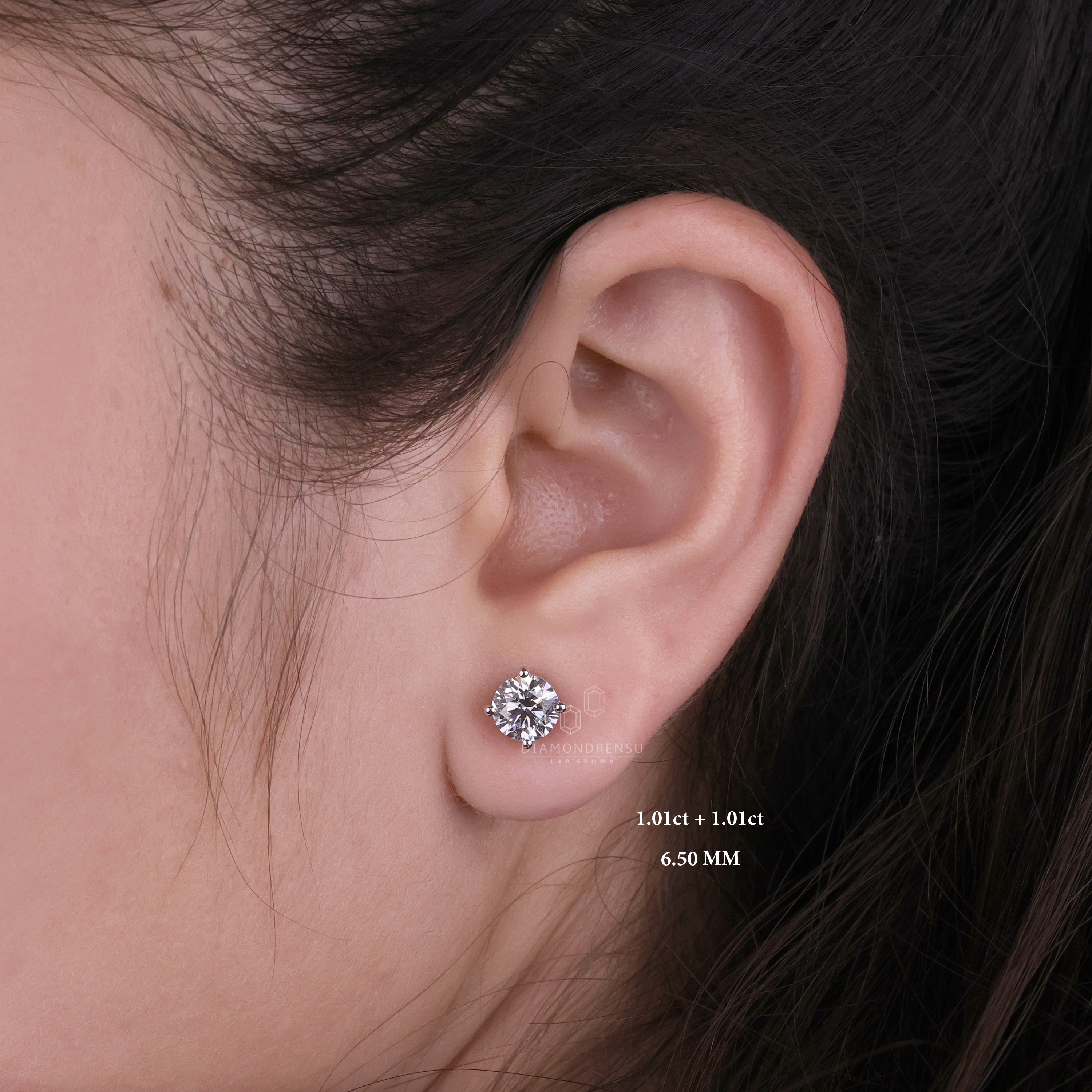 Lab Grown Diamond Stud Earrings | 0.25 CT to 1.35 CT EF/VS Lab Created Diamond Stud Earrings, Screw Back Studs