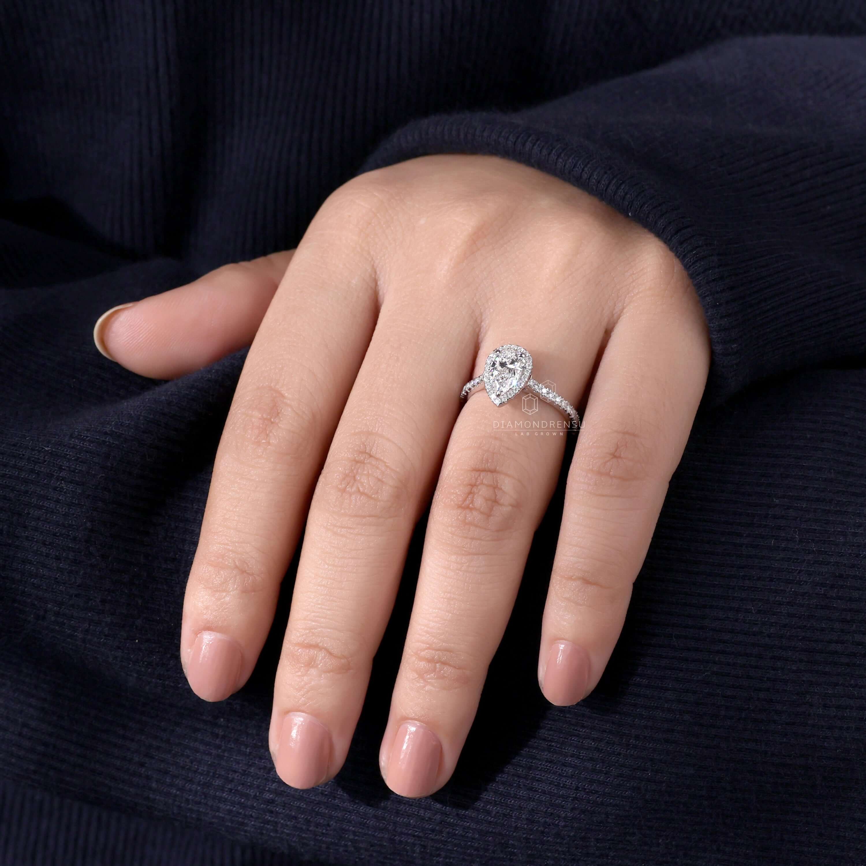 Elsa Oval Cut Lab-Grown Diamond Three Stone Pear Engagement Ring - Alan  Bick | Hatton Garden Jewellers - Est. 1968