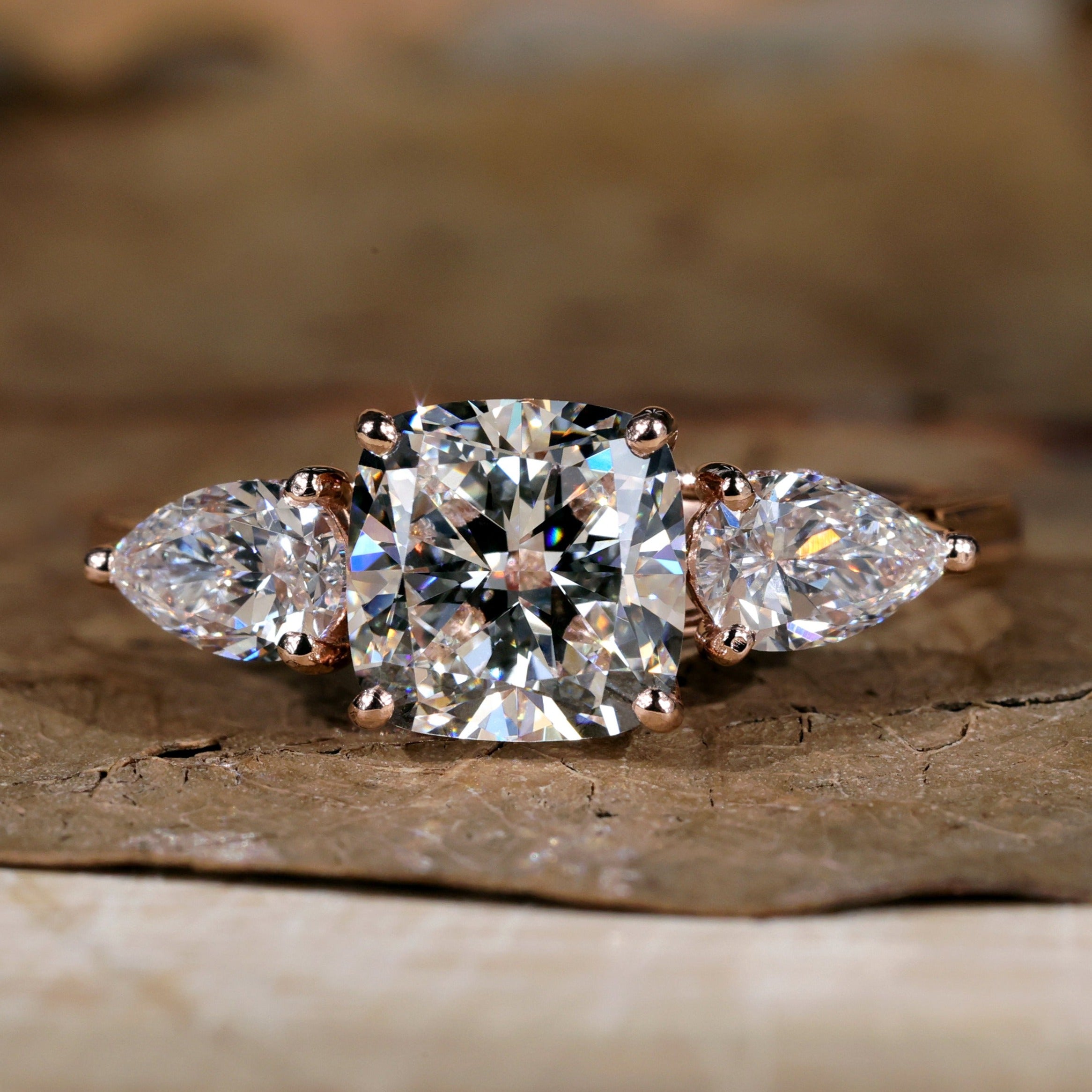 Lab Made Rings Lab Created Diamond Three Stone Engagement Ring, Anniversary Gift Ring