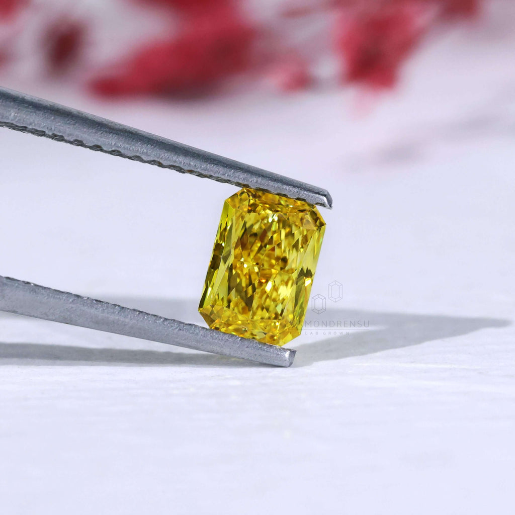 radiant cut yellow lab grown diamond