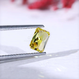 Radiant cut loose diamond yellow lab grown 0.75 carat.
