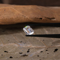 IGI certified lab grown diamond in emerald cut style shown from Diamondresnu’s loose diamond options.

