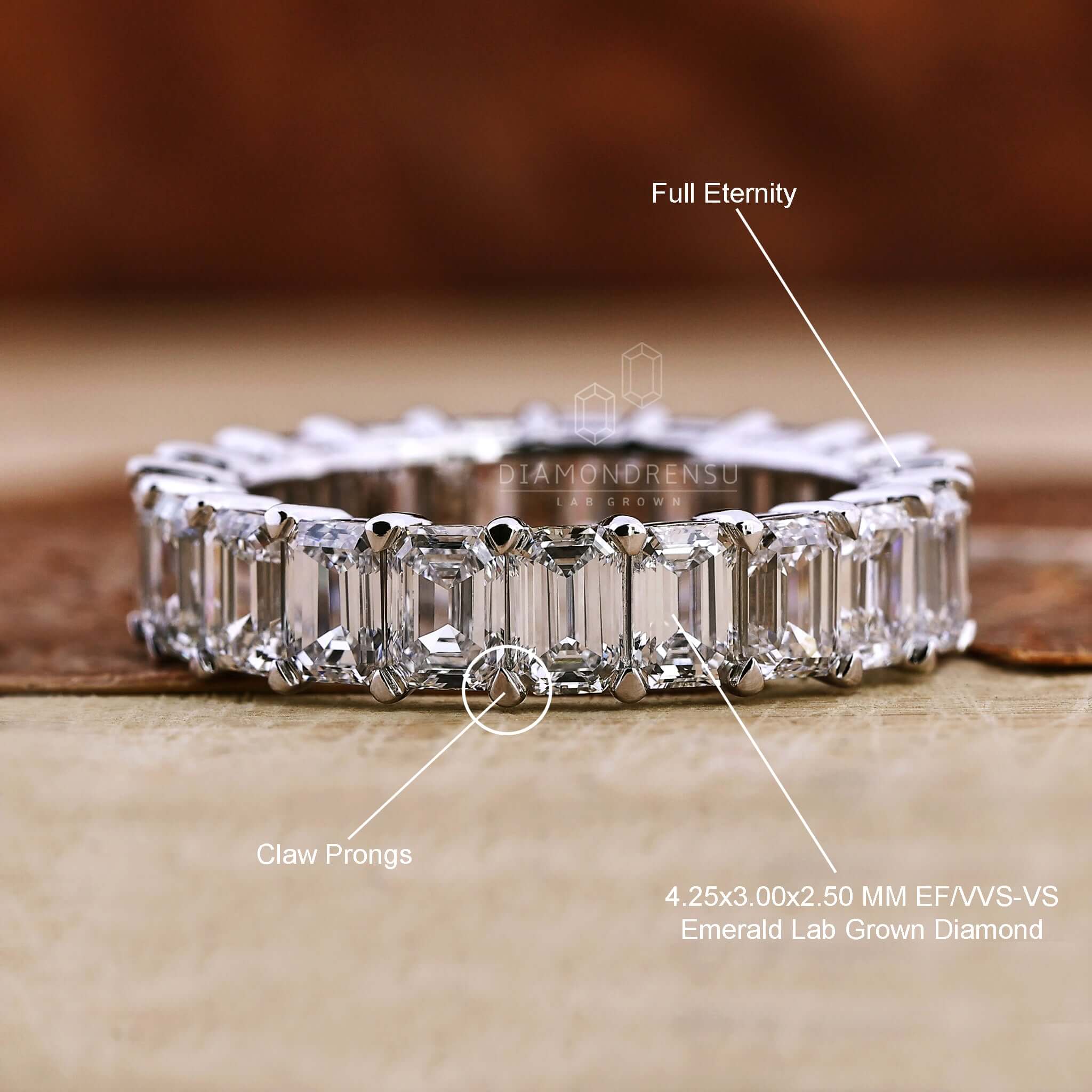 Emerald Cut Lab Grown Diamond Wedding Band, Diamond Eternity Band Emerald Cut Lab Grown Diamond Wedding Band, Diamond Eternity Band