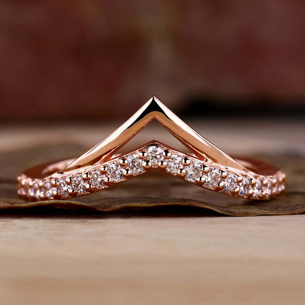 Rose Gold Diamond V Ring | Catherine Angiel