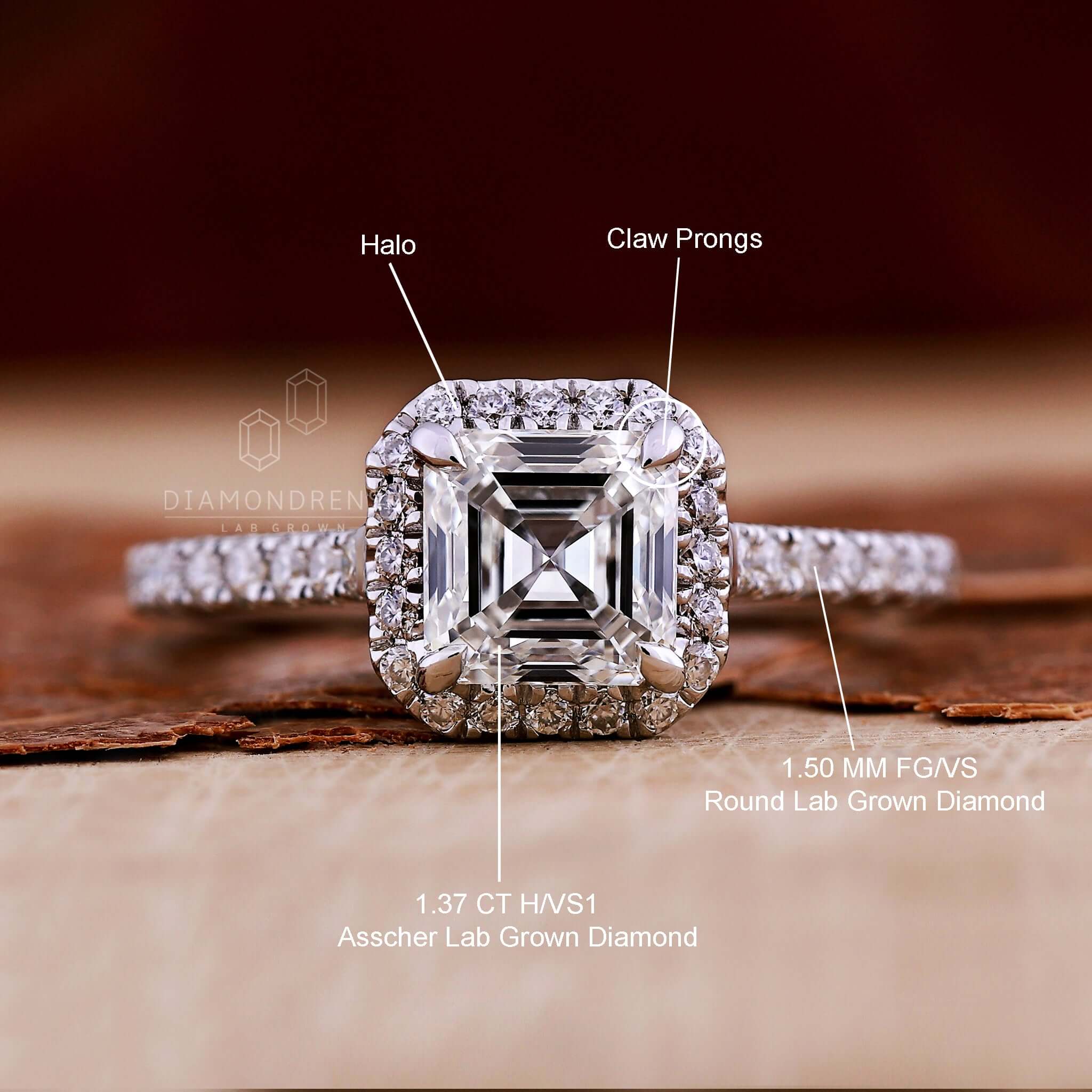 Asscher Cut Diamond Engagement Ring in Rose Gold | KLENOTA