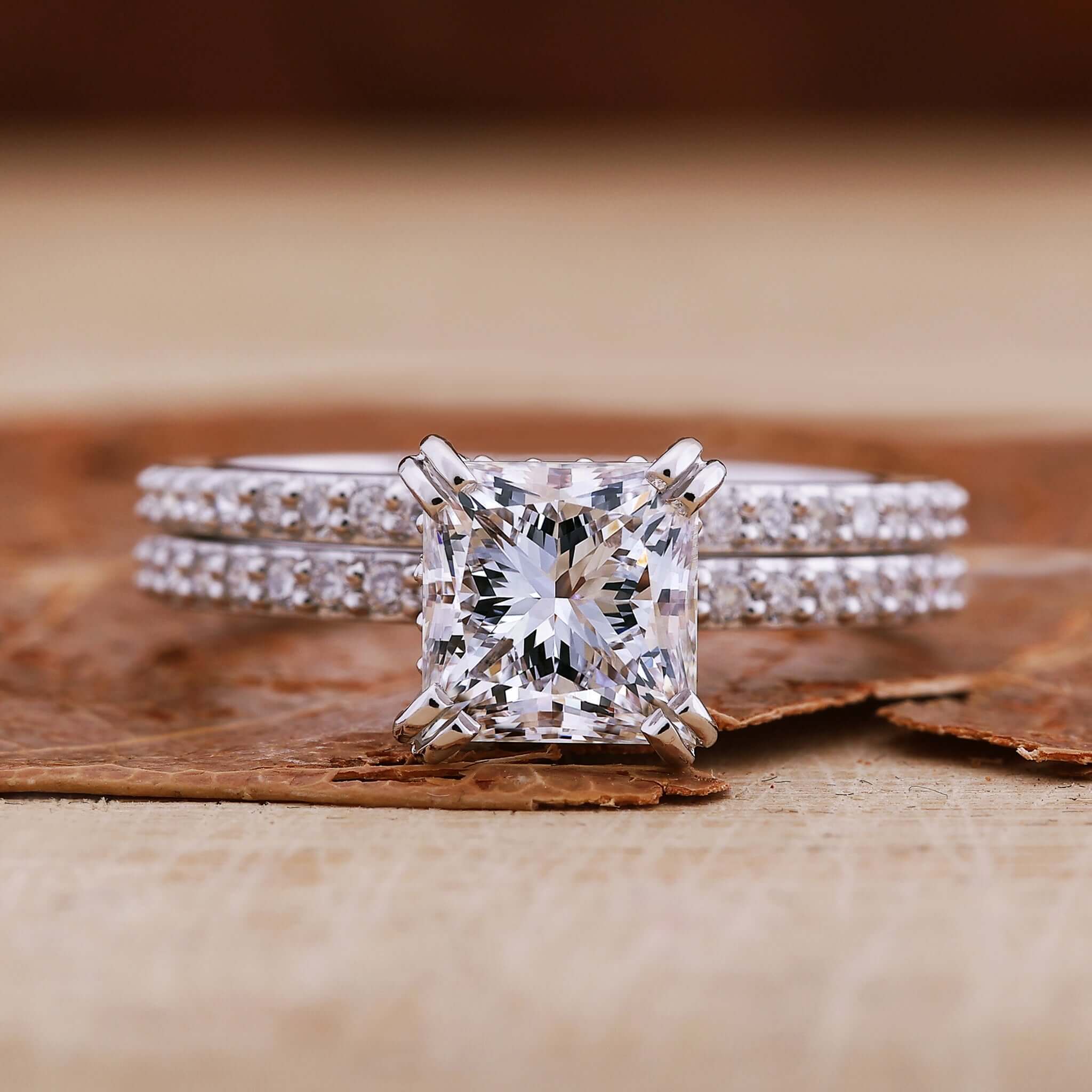 princess cut lab grown diamond wedding ring set